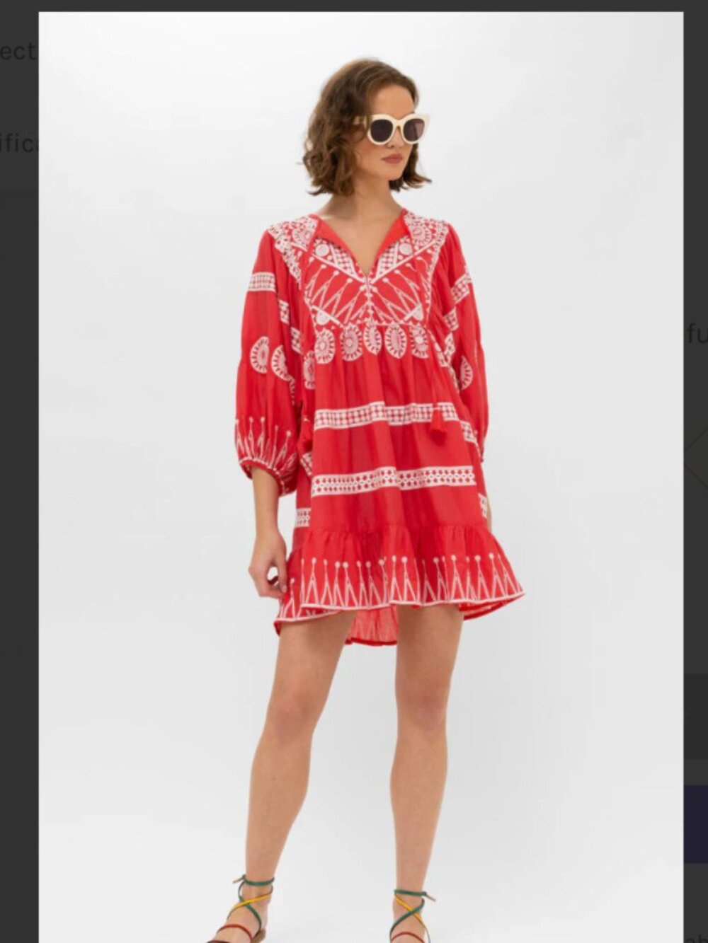 Oliphant Cuff Sleeve Mini Dress in Soleil Red - XXS